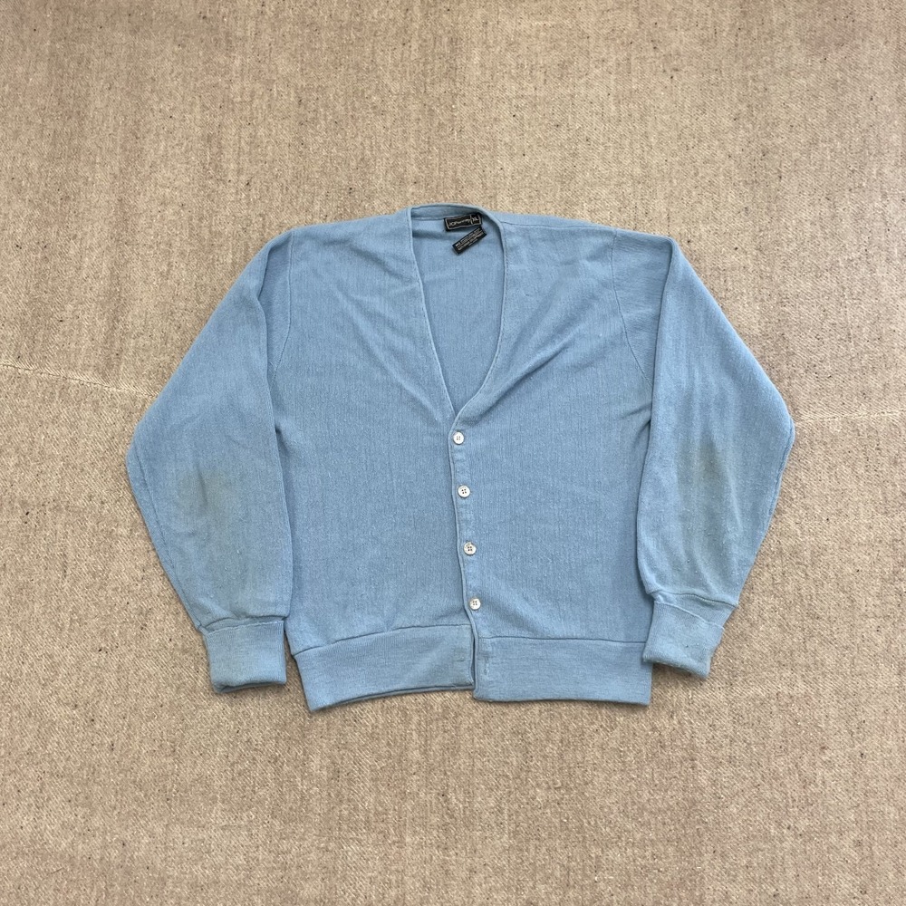 vintage JC Penny cardigan Mens XL‎ 1980s Button Up Preppy Distressed